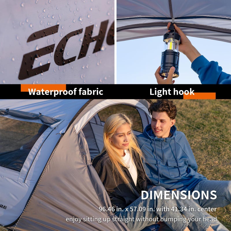 EchoSmile Instant Pop Up Camping Tent, 2/4/6 Person, Easy Setup Tent, Water Resistant Dome, Portable with Carry Bag - Image 4